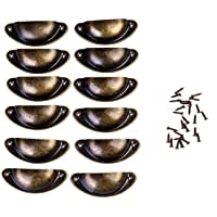 FVCENT 12 piezas Shell Manija Cajones Manijas Bronce Manijas del gabinete Muebles antiguos Manija Semicírculo con…
